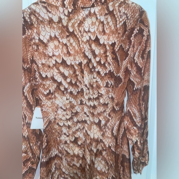 New! NANUSHKA Tess Cutout Snake-Print Satin Mini Dress 🤎 XS NWT! - Picture 14 of 16